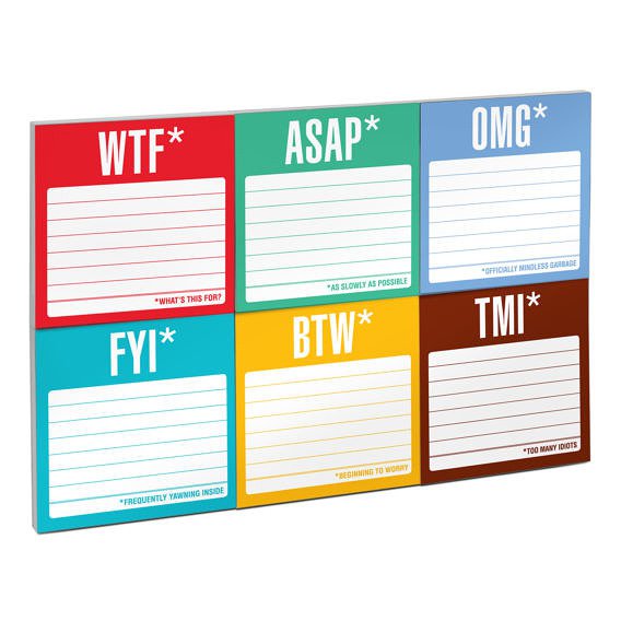 Sticky note packet - honest acronyms