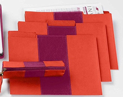 Leatherette folder set - orange/red